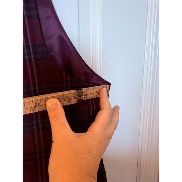 Paul Fredrick Deep Purple Dark Grey Plaid Men's Wool Vest Size 40 - Picture 6 of 10